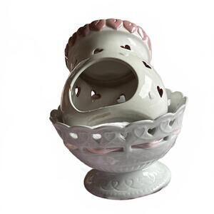 Valentine's Heart Cutout Ceramic Candle Holder
